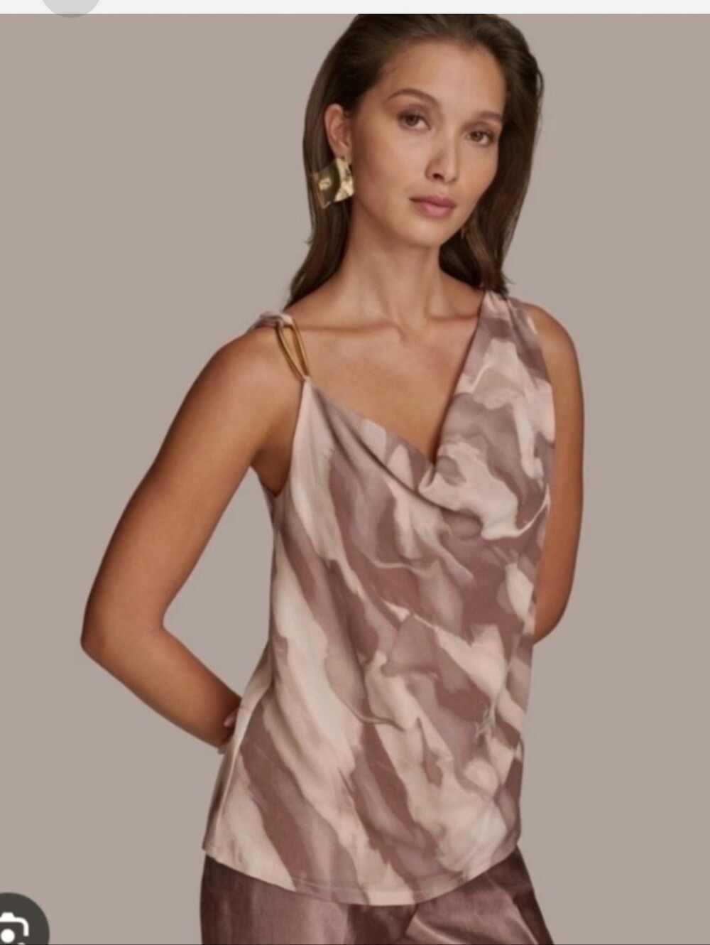 Donna Karan Soft Blush Punk And Brown Top Size Small